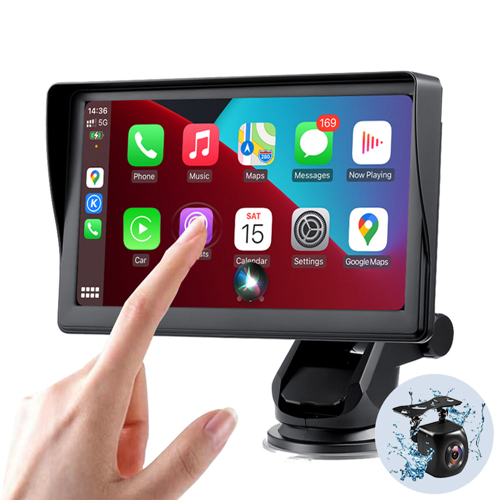 7inch  wireless carplay  android auto Universal  portable IPS display airplay autolink mirror Reverse Camera FM bluebooth AUX Radio Stereo Voice sifi